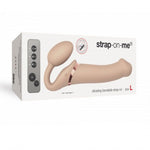 Безремінний страпон з вібрацією Strap-On-Me Vibrating Flesh L, діаметр 4,2 см, пульт ДК, регульований