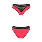 Трусики з широкою гумкою і мереживом Passion PS001 PANTIES M, red-black