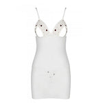 Сорочка з вирізами на грудях, стрінги Passion LOVELIA CHEMISE XXL/XXXL, white