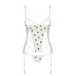 Корсет з підв'язками, стрінги Passion LOVELIA CORSET XXL/XXXL, white