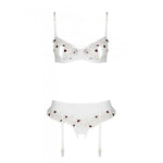 Сексуальний комплект з поясом для панчіх Passion LOVELIA SET XXL/XXXL, white