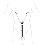 Затискачі для сосків з фіксацією на пенісі Art of Sex – Nipple Clamps for Men, екошкіра