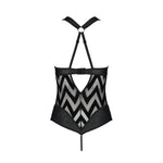 Сітчастий боді з халтером та ритмічним малюнком Passion Hima Body L/XL, black