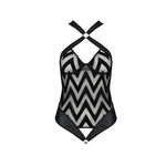 Сітчастий боді з халтером та ритмічним малюнком Passion Hima Body XXL/XXXL, black