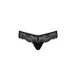 Мереживні трусики-танга з атласним бантиком Passion NAJA THONG XXL/XXXL, black