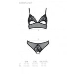Комплект із бралету з ажурним ліфом та відкритими трусиками Passion CHRISTA SET Open Bra S/M black