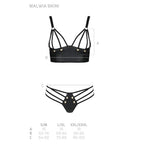 Комплект з екошкіри з люверсами та ремінцями Passion MALWIA BIKINI L/XL, black, бра та трусики