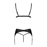 Комплект з екошкіри Passion MILEY SET S/M, black, трусики, бюстгальтер, пояс для панчіх