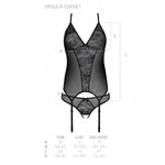 Корсет із пажами, трусики з ажурним декором та відкритим кроком Passion URSULA CORSET S/M, black
