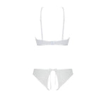 Комплект із бра, трусиків з ажурним декором та відкритим кроком Passion URSULA SET S/M, white