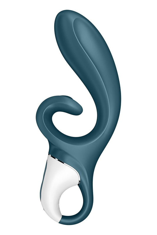Смарт вібратор-кролик Satisfyer Hug Me Bluegrey, 2 мотори, діаметр 4,2см, широка кліторальна частина