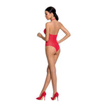 Бодістокінг з декольте Passion BS088 red, імітація корсетної шнурівки