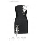 Мінісукня з екошкіри Passion CELINE CHEMISE L/XL, black, шнурівка, трусики в комплекті