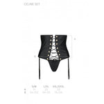 Пояс-корсет з екошкіри Passion CELINE SET L/XL, black, шнурівка, знімні пажі для панчіх, стрінги