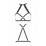 Портупея зі стреп із мереживом Passion Exclusive LORRY BRA XXL/XXXL, black, стрінги в комплекті