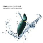 Вібратор 2в1 з язичком Zalo — Hero Jewel Green, кристал Swarovski