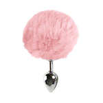 Металева анальна пробка М Art of Sex - Metal Butt plug Rabbit Tail Soft pink, діаметр 3,4 см
