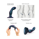 Дилдо Strap-On-Me DILDO PLUG SNAKY METALLIC BLUE, діаметр 4 см, ввідна довжина 15,3 см