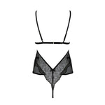 Боді Passion AMBERLY BODY 4XL/5XL black, асиметричний крій, мереживний ліф, золота нитка