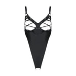 Боді з екошкіри Passion CELINE BODY 6XL/7XL black, з доступом, відкритий