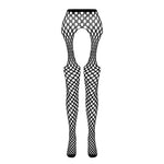 Еротичні колготки-бодістокінг Passion ECO S003 black, з доступом, імітація підв’язок