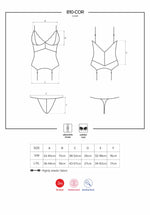 Сатиновий мереживний корсет Obsessive 810-COR-2 babydoll & thong S/M, білий, корсет, танга