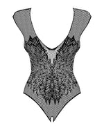 Бодістокінг із великої сітки з мереживом Obsessive B112 teddy S/M/L, чорний, з доступом