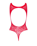 Ажурний бодістокінг із ефектом шнурівки Obsessive B120 teddy red S/M/L, червоний