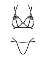 Еротичний комплект зі стреп Obsessive Badossa 2-pcs set L/XL, чорний, з доступом