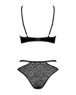 Еротичний комплект під латекс зі стрепами Obsessive Bagirela 2-pcs set L/XL, чорний, під леопард, бю