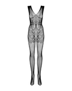 Бодістокінг Obsessive Bodystocking F234 S/M/L, абстрактний малюнок, глибоке декольте