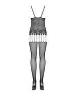 Бодістокінг Obsessive Bodystocking F235 S/M/L, тонкі підв’язки, ніжний декор, сіточка