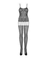 Бодістокінг Obsessive Bodystocking F235 S/M/L, тонкі підв’язки, ніжний декор, сіточка
