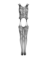 Бодістокінг Obsessive Bodystocking F237 S/M/L, рослинне плетіння, імітація панчіх