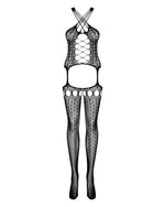 Бодістокінг Obsessive Bodystocking G313 S/M/L, шнурівка, геометричний декор