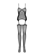 Бодістокінг Obsessive Bodystocking G314 S/M/L, імітація корсета та корсетної шнурівки