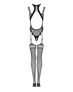 Ажурний бодістокінг з отворами Obsessive Bodystocking G327 black S/M/L, комбінезон, з доступом