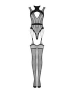 Ажурний бодістокінг з отворами Obsessive Bodystocking G327 black S/M/L, комбінезон, з доступом