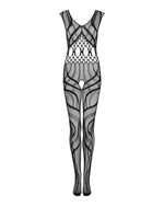 Сітчастий бодістокінг з вирізами та малюнком Obsessive Bodystocking G328 S/M/L, чорний, комбінезон