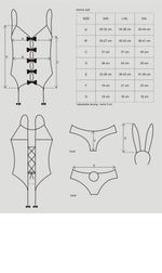 Еротичний костюм зайчика Obsessive Bunny suit 4 pcs costume pink S/M, рожевий, топ з підв’язками