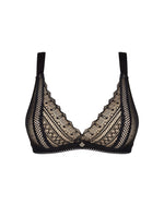 Мереживний бюстгальтер із трикутною чашкою Obsessive Estiqua bra XS/S, чорний, широкі лямки
