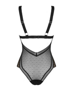 Мереживне боді з декольте Obsessive Estiqua teddy M/L, чорне, широкі лямки