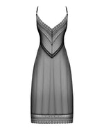 Напівпрозора довга сорочка Obsessive Estiqua chemise M/L, чорний, асиметричний крій