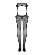 Сітчасті панчохи-стокінги зі стрілкою Obsessive Garter stockings S314 S/M/L, чорні, імітація гартері