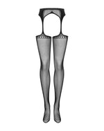 Сітчасті панчохи-стокінги зі стрілкою Obsessive Garter stockings S314 S/M/L, чорні, імітація гартері