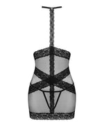 Напівпрозора сорочка з відкритими грудьми Obsessive Lacrisia chemise M/L, чорна, з чокером