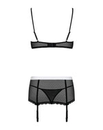 Еротичний костюм покоївки Obsessive Maidme set 5pcs L/XL, бюстгальтер, пояс з фартухом, панчохи, стр