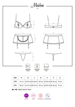 Еротичний костюм покоївки Obsessive Maidme set 5pcs L/XL, бюстгальтер, пояс з фартухом, панчохи, стр
