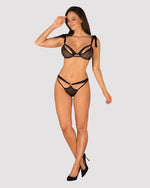 Напівпрозорий еротичний комплект Obsessive Obsessivia 2-pcs set black S/M, бюстгальтер та трусики