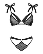 Напівпрозорий еротичний комплект Obsessive Obsessivia 2-pcs set black L/XL, бюстгальтер та трусики
